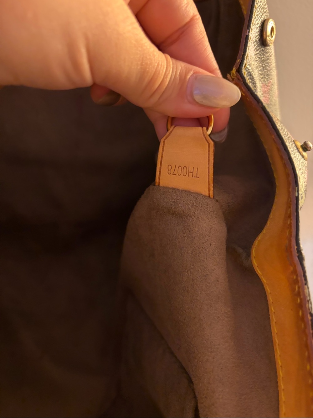 Multicolor Monogram Tote Bag with Tan Leather Straps - Picture 3 of 6